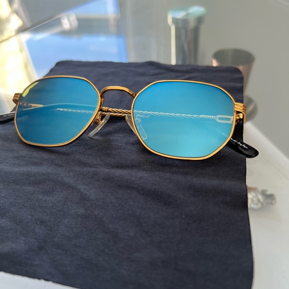 Vintage frames 24 karat gold plated with Multi flash flatlens blue/green. - Picture 4 of 8